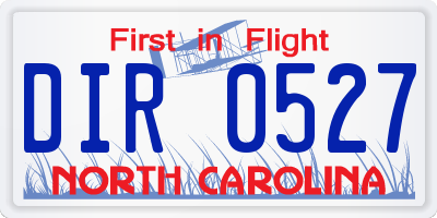 NC license plate DIR0527