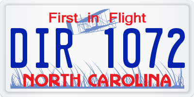NC license plate DIR1072