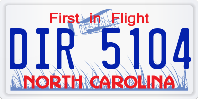 NC license plate DIR5104