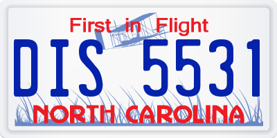 NC license plate DIS5531
