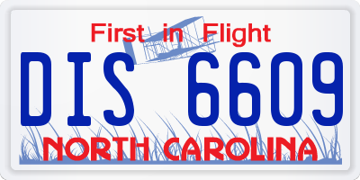 NC license plate DIS6609