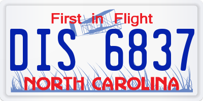 NC license plate DIS6837