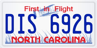 NC license plate DIS6926