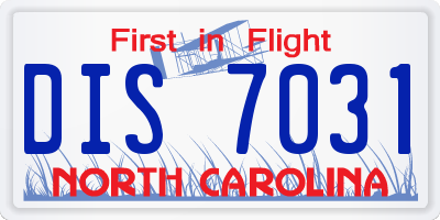 NC license plate DIS7031