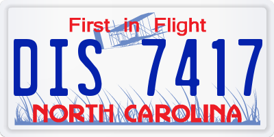 NC license plate DIS7417