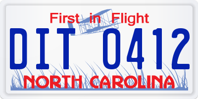 NC license plate DIT0412
