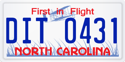 NC license plate DIT0431