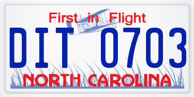 NC license plate DIT0703