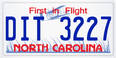 NC license plate DIT3227