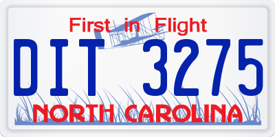 NC license plate DIT3275