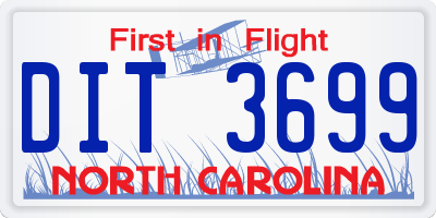 NC license plate DIT3699