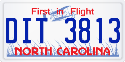 NC license plate DIT3813