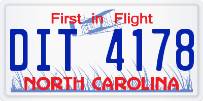 NC license plate DIT4178