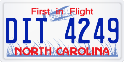NC license plate DIT4249