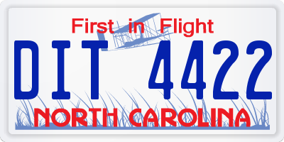 NC license plate DIT4422