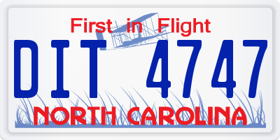 NC license plate DIT4747
