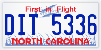 NC license plate DIT5336