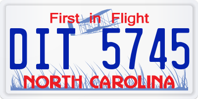 NC license plate DIT5745