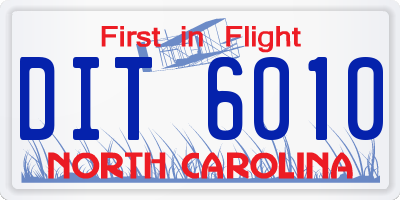 NC license plate DIT6010