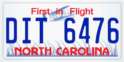 NC license plate DIT6476
