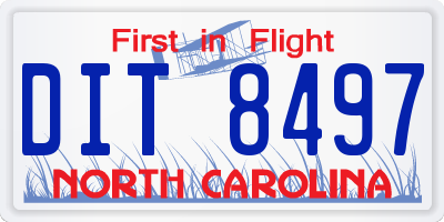NC license plate DIT8497
