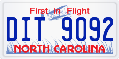 NC license plate DIT9092