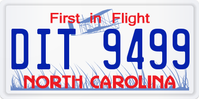 NC license plate DIT9499