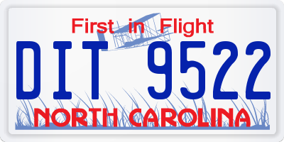 NC license plate DIT9522