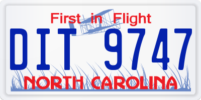 NC license plate DIT9747