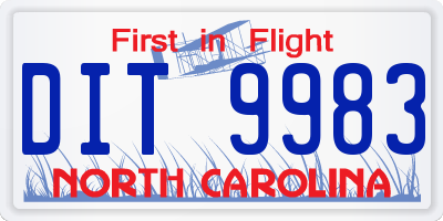 NC license plate DIT9983
