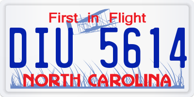 NC license plate DIU5614