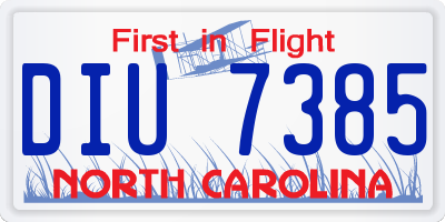 NC license plate DIU7385