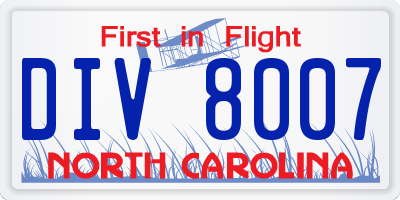 NC license plate DIV8007