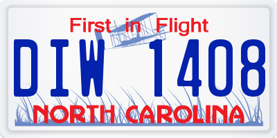 NC license plate DIW1408