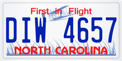 NC license plate DIW4657