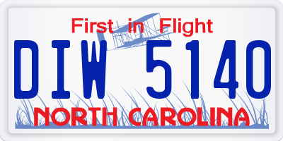 NC license plate DIW5140