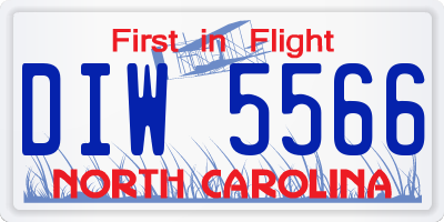 NC license plate DIW5566