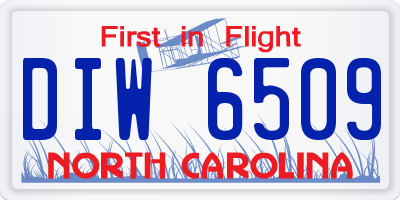 NC license plate DIW6509