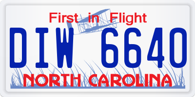 NC license plate DIW6640