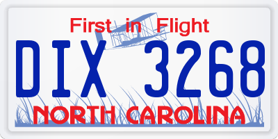 NC license plate DIX3268