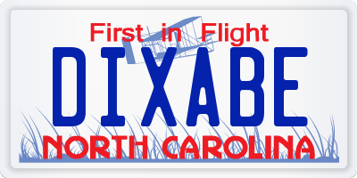 NC license plate DIXABE