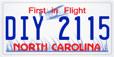 NC license plate DIY2115