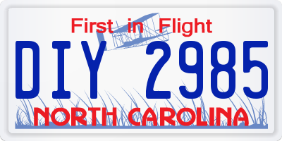 NC license plate DIY2985