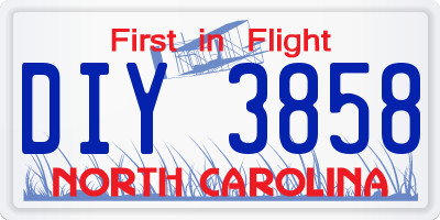 NC license plate DIY3858