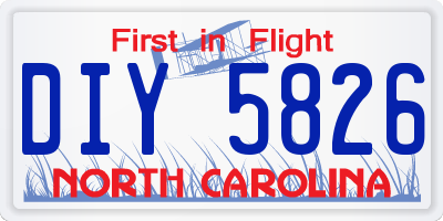 NC license plate DIY5826