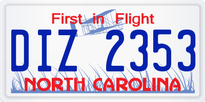 NC license plate DIZ2353