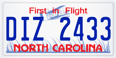 NC license plate DIZ2433