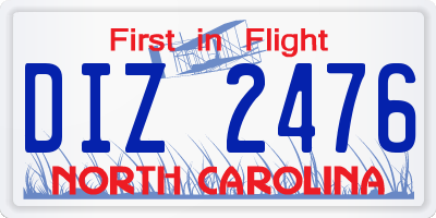 NC license plate DIZ2476