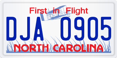 NC license plate DJA0905