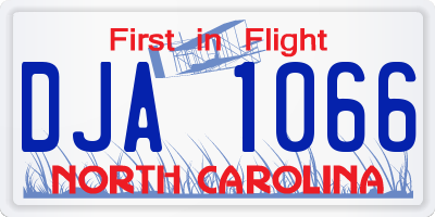 NC license plate DJA1066